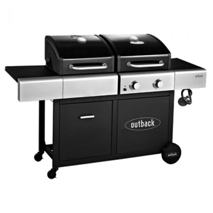 2-Burner Gril + Freebie, Stainless Steel Durable Outdoor Barbeque & Burger Gas/Charcoal Grill 